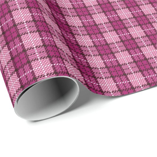 Papier Cadeau Pixel Plaid_Magenta-Noir (Coin rond)