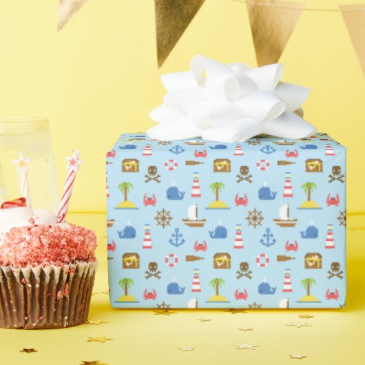 Papier Cadeau Pixel Sea Art Motif (Fête d'anniversaire)