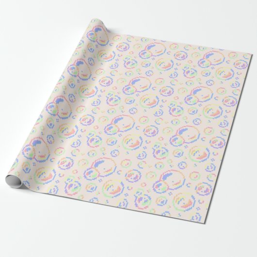 Papier Cadeau Pixel Soap Bubbles Pattern (Déroulé)