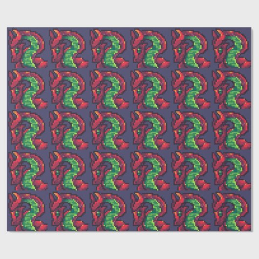Papier Cadeau Pixelart, Pixel Art dragon (Plat)