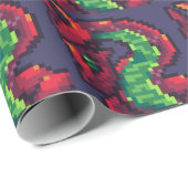 Papier Cadeau Pixelart, Pixel Art dragon (Coin rond)