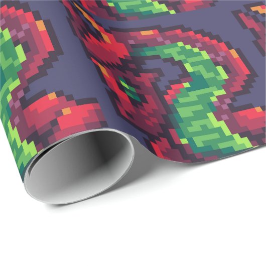 Papier Cadeau Pixelart, Pixel Art dragon (Coin rond)