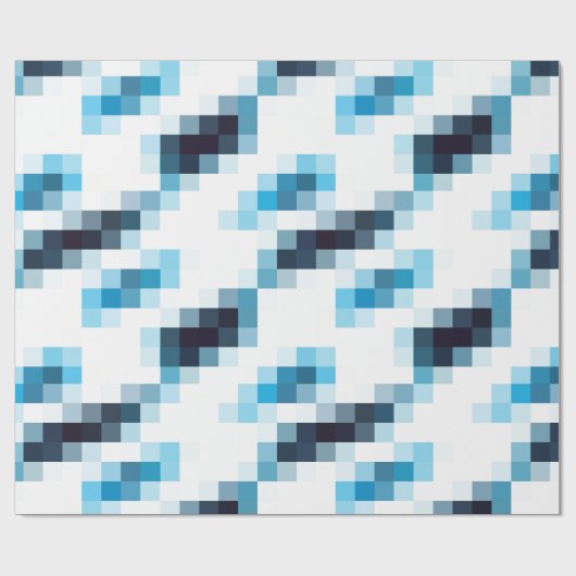 Papier Cadeau Pixels bleus de gradient (Plat)