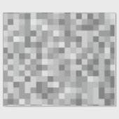 Papier Cadeau pixels gris (Plat)