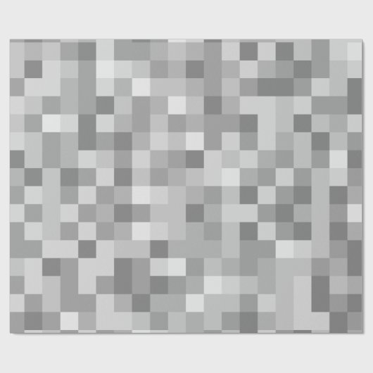 Papier Cadeau pixels gris (Plat)