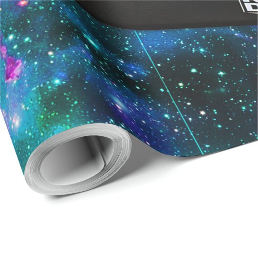 Papier Cadeau Pizza de chat du DJ de l'espace (Coin rond)