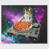 Papier Cadeau Pizza de chat du DJ de l'espace (Plat)