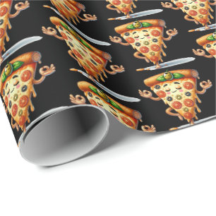 Papier Cadeau Pizza de yoga amusant carrelé