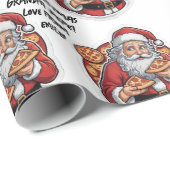 Papier Cadeau Pizza drôle Noël modifiable WRAP (Coin rond)