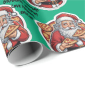Papier Cadeau Pizza drôle Noël modifiable WRAP (Coin rond)