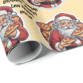 Papier Cadeau Pizza drôle Noël modifiable WRAP (Coin rond)