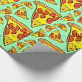 Papier Cadeau Pizza Pepperoni avec Arrière - plan vert Pastel (Coin)