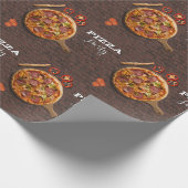 Papier Cadeau Pizza Pie Party sur brique (Coin)