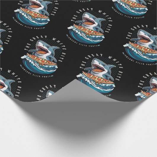 Papier Cadeau Pizza pour manger des requins | Le Grand Bite Blan (Coin)