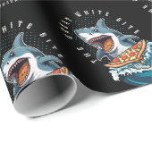 Papier Cadeau Pizza pour manger des requins | Le Grand Bite Blan (Coin rond)