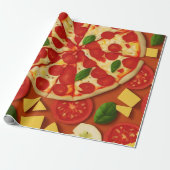 Papier Cadeau Pizza tomate basilic motif lumineux (Déroulé)