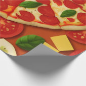 Papier Cadeau Pizza tomate basilic motif lumineux (Coin)