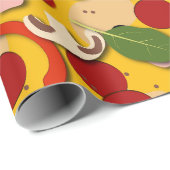 Papier Cadeau Pizza Topping Drôle Cartoon (Coin rond)