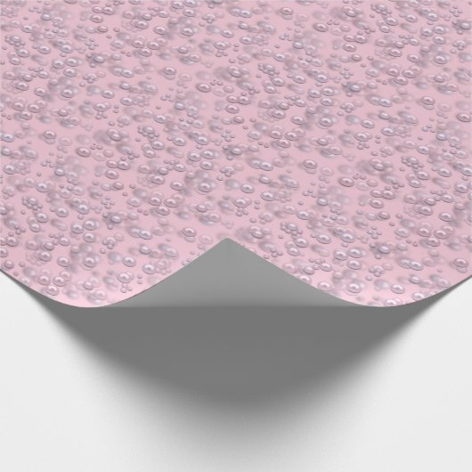 Papier Cadeau Placers de perles blanches roses sur velours rose (Coin)