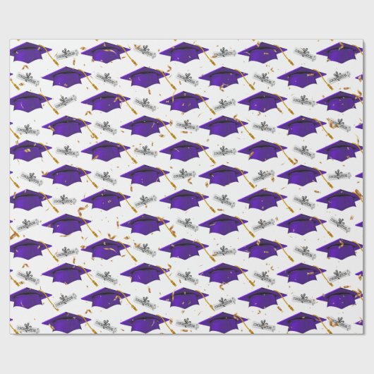 Papier Cadeau Plafond de graduation pourpre avec Diplômes (Plat)