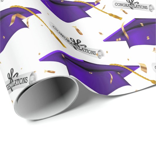 Papier Cadeau Plafond de graduation pourpre avec Diplômes (Coin rond)