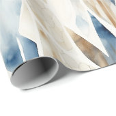 Papier Cadeau Plage Abstraite de crème bleue (Coin rond)