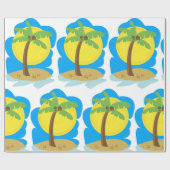 Papier Cadeau Plage aux palmiers (Plat)