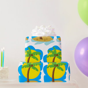 Papier Cadeau Plage aux palmiers