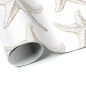 Papier Cadeau Plage Blanche Étoile de Mer Blanche (Coin rond)