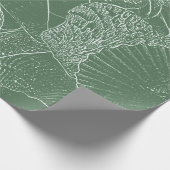 Papier Cadeau Plage Coastal Sea Shell Vert Blanc Découpage (Coin)