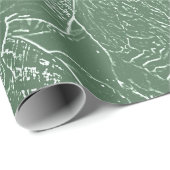 Papier Cadeau Plage Coastal Sea Shell Vert Blanc Découpage (Coin rond)