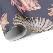 Papier Cadeau Plage Coquillages Spiraux & Coquilles de conque Cô (Coin rond)