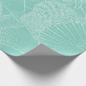 Papier Cadeau Plage côtière Sea Shell Turquoise Vert Blanc Décou (Coin)