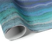 Papier Cadeau Plage Côtière Vagues salées sur Noir (Coin rond)