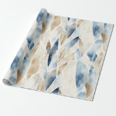 Papier Cadeau Plage Crème Bleu Abstrait (Déroulé)