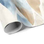 Papier Cadeau Plage Crème Bleu Abstrait (Coin rond)