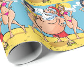 Papier Cadeau plage de bikini santa claus (Coin rond)
