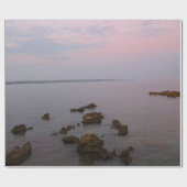 Papier Cadeau Plage de coucher de soleil rose (Plat)