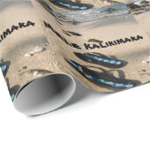 Papier Cadeau Plage de Mele Kalikimaka (Coin rond)