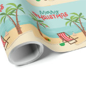 Papier Cadeau Plage de Noël joyeux (Coin rond)