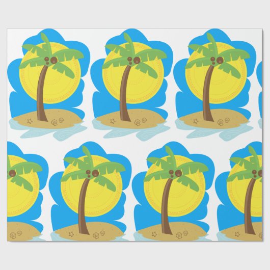 Papier Cadeau Plage de Palm Tree (Plat)