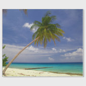 Papier Cadeau Plage de sable blanc de palmier tropical (Plat)