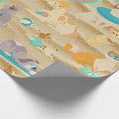 Papier Cadeau plage de sable tropical d'été chiens mignons (Coin)