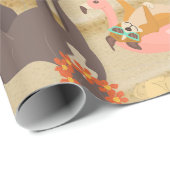 Papier Cadeau plage de sable tropical d'été chiens mignons (Coin rond)