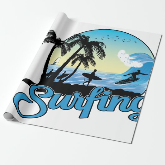 Papier Cadeau Plage de surf (Déroulé)