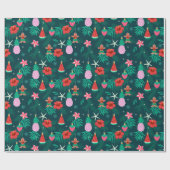 Papier Cadeau Plage d'été Tropical Fêtes de Noël Nouvel An (Plat)