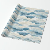 Papier Cadeau Plage d'Océan Abstrait à la crème bleue (Déroulé)