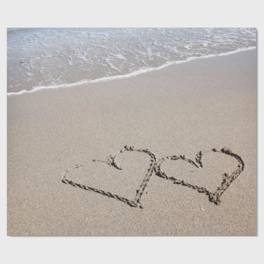 Papier Cadeau Plage Enveloppement Papier Sable Coeurs Plage Mari (Plat)