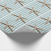 Papier Cadeau Plage Starfish Mint Stripes Anniversaire (Coin)