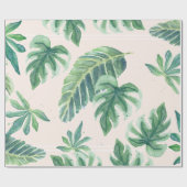 Papier Cadeau Plage Tropical Blush n Green Jungle Feuillage (Plat)